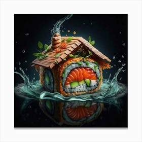 Japanese Sushi In The Shape Of A House In A Japanese 5 Canvas Print