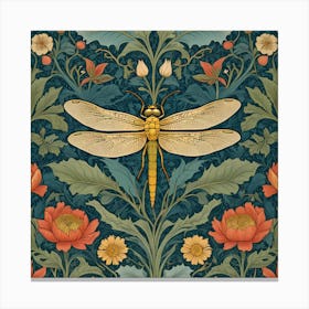 Dragonfly william morris inspired art Canvas Print