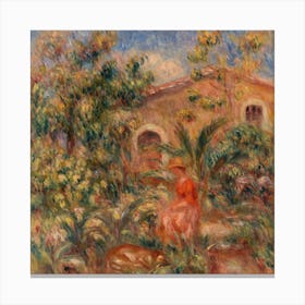 Landscape With Woman And Dog, Pierre Auguste Renoir Canvas Print