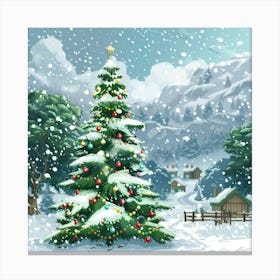 Christmas Banner Texture With A Snowy Landscape 4 Canvas Print