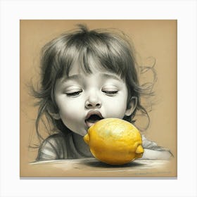 Child Eats A Lemon Canvas Print