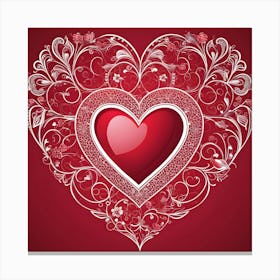 Heart On A Red Background Canvas Print