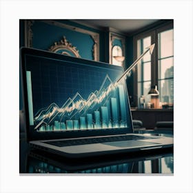 Laptop With Graph 4 Canvas Print