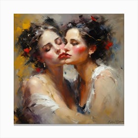 Two Women Kissing Canvas Print