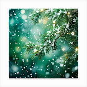 Abstract Concept Of Christmas Using Evergreen Branches As Main Subject Covered In Fine Glittering S (6) Canvas Print