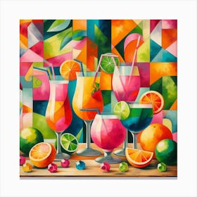 Tropical Cocktails Collage Wall Art 1 Canvas Print