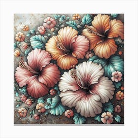 Pattern with Hibiscus flowers 6 Canvas Print