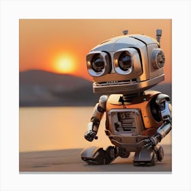 Robot At Sunset 3 Canvas Print