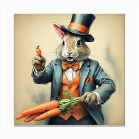 Rabbit With Carrots 4 Canvas Print