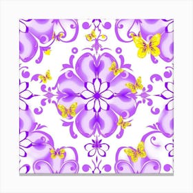 Purple And Yellow Floral Wallpaper Canvas Print