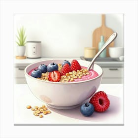 Smoothie Bowl With Berries Canvas Print