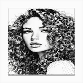 Curly Hair Drawing Canvas Print