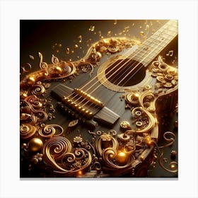 Golden Acoustic Guitar 1 Canvas Print