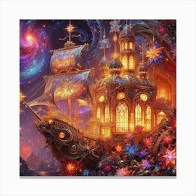 Ship In The Night Sky Canvas Print