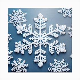 Snowflakes On A Blue Background 3 Canvas Print