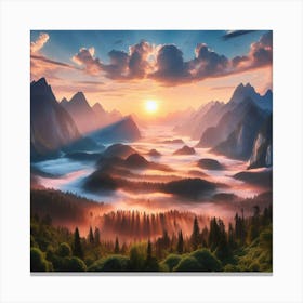 Sunrise Over The Mountains 3 Canvas Print