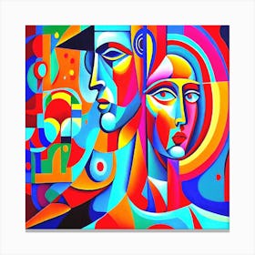 Abstract portrait of a man and a woman Canvas Print