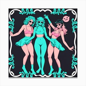 Three Girls In Bikinis 14 Canvas Print