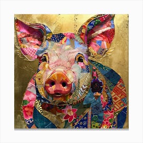 Patchwork Quilted Pig 2 Canvas Print