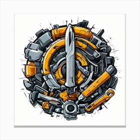 Logo Vector Tools Wrench Hammer Screwdriver Saw Pliers Drill Gear Nuts Bolts Spanner Ch (5) Canvas Print