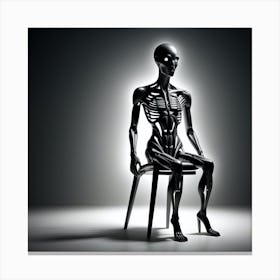 Skeleton Sitting On Chair 4 Canvas Print