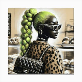 Green Haired Girl Canvas Print