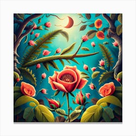 Roses In The Forest 1 Canvas Print