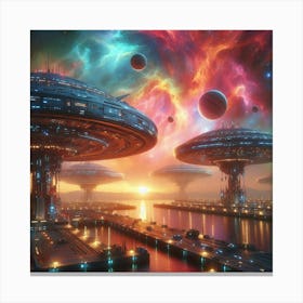 Spaceships In Space Canvas Print