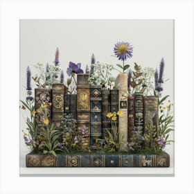 Old Books And Flowers Canvas Print