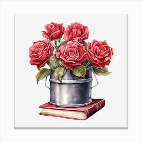 Roses In A Bucket 13 Canvas Print