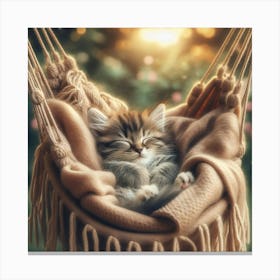 Kitten Sleeping In A Hammock 1 Canvas Print