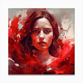 Girl In Red Canvas Print