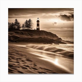 Lighthouse At Sunset 55 Canvas Print