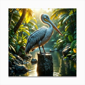 Pelican In The Jungle Canvas Print