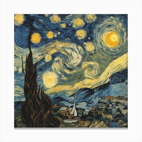 The Starry Night, Vincent Van Gogh Art Print (1) Canvas Print
