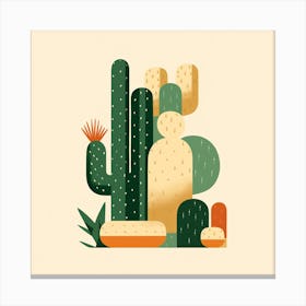 Rizwanakhan Simple Abstract Cactus Non Uniform Shapes Petrol Canvas Print