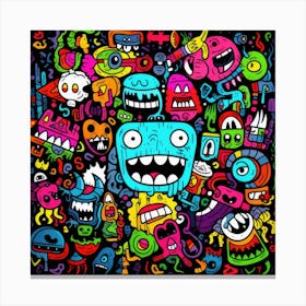 Doodle Monsters 1 Canvas Print