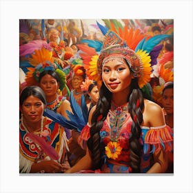 Woman With Feathers 1 Canvas Print