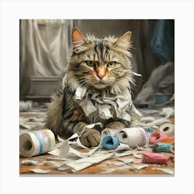 Cat In A Roll Canvas Print