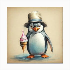 Penguin Ice Cream Canvas Print