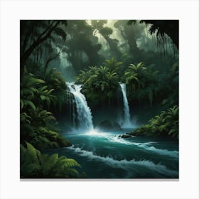 Waterfall In The Jungle 10 Canvas Print