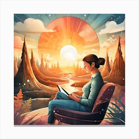 Woman Reading A Book Canvas Print