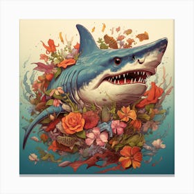 Sharks And Flowers Canvas Print