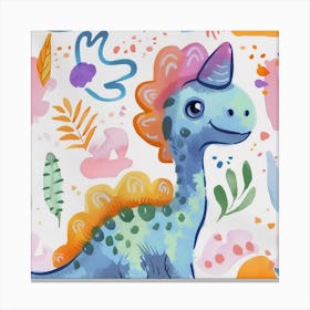 Cute Muted Pastels Pachycephalosaurus Dinosaur 1 Canvas Print