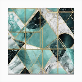 Geometry With Aquamarine Marble 3 Canvas Print