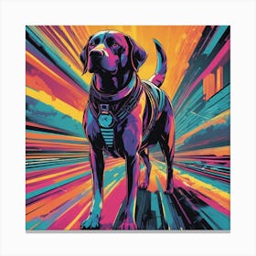 Dog Is Walking Down A Long Path, In The Style Of Bold And Colorful Graphic Design, David , Rainbowco (1) Canvas Print