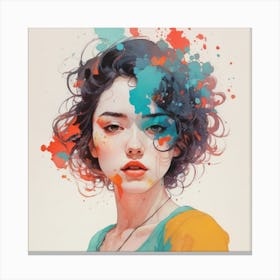 Girl With Colorful Hair Canvas Print