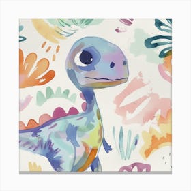 Plateosaurus Dinosaur Muted Pastels Pattern 2 Canvas Print