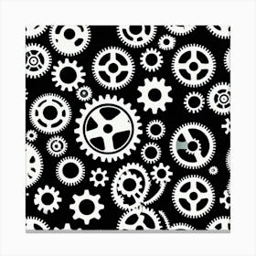 Gears On Black Background 4 Canvas Print