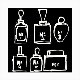 Perfume Bottles Black / White Canvas Print